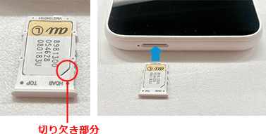 SIMカードトレイにSIMを載せて端末に挿入する