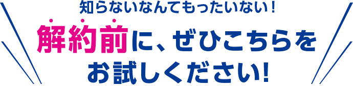 知らないなんてもったいない！解約前に、ぜひこちらをお試しください！